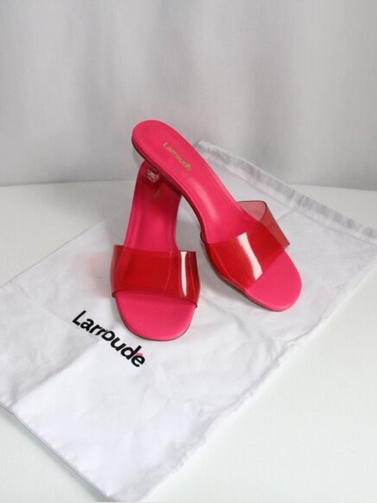 Larroude Shoes - NWOT - Larroude Vivi Hot Pink Leather & Vinyl Sandals